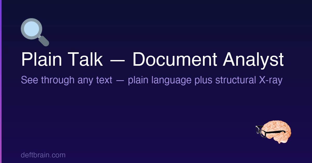 Plain Talk — Document Analyst — Plain English Translator for Contracts ...